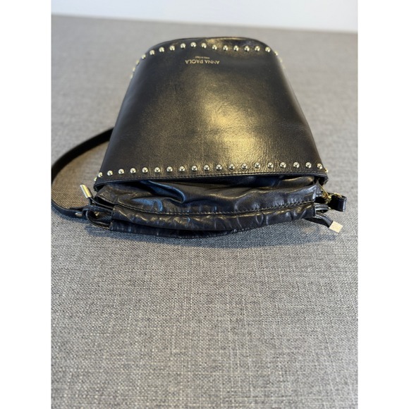ANNA PAOLA Black Leather Studded Bucket Bag Made in Italy - Picture 9 of 9